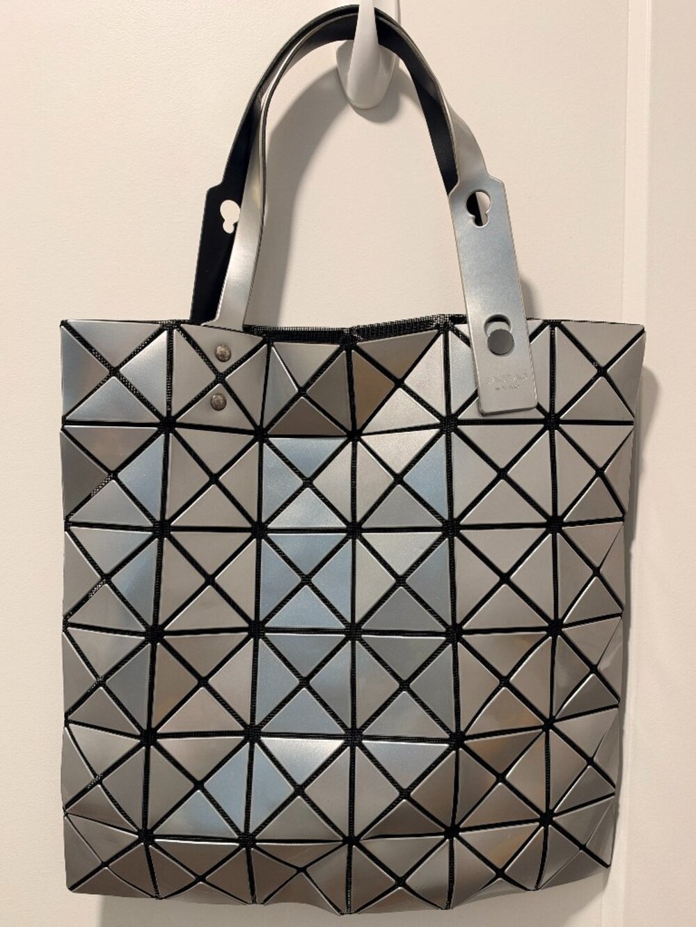 BAO BAO Issey Miyake Silver Lucent 6x6 Geometric Tote Bag 13"x13"